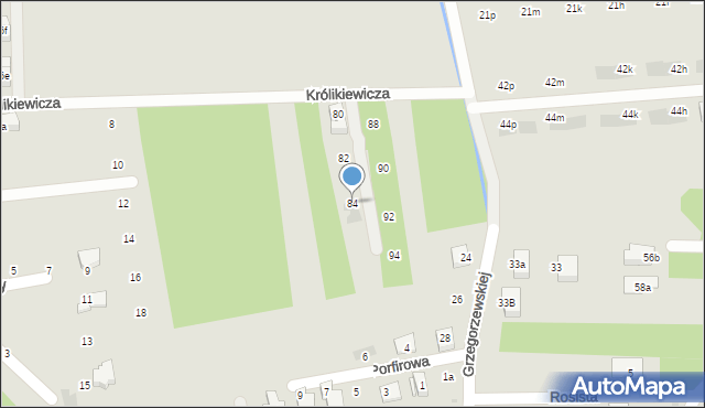 Kraków, Królikiewicza Adama, mjr., 84, mapa Krakowa