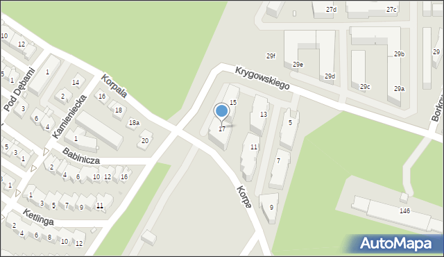 Kraków, Krygowskiego Władysława, 17, mapa Krakowa