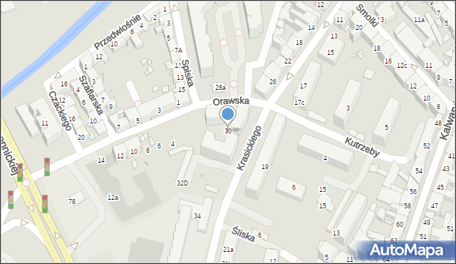 Kraków, Krasickiego Ignacego, bp., 30, mapa Krakowa