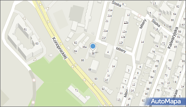 Kraków, Krasickiego Ignacego, bp., 36, mapa Krakowa