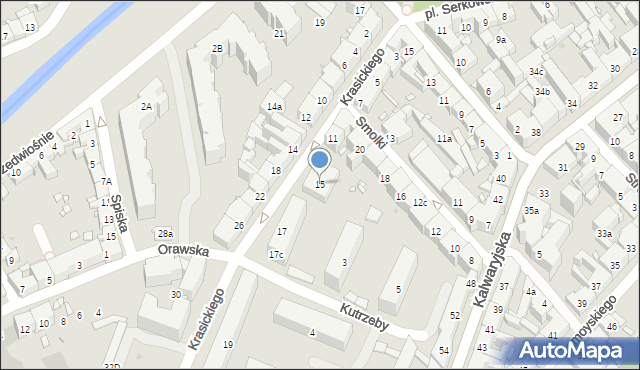 Kraków, Krasickiego Ignacego, bp., 15, mapa Krakowa