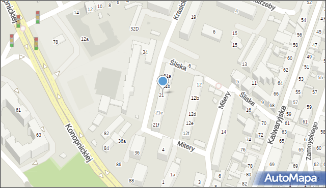 Kraków, Krasickiego Ignacego, bp., 21c, mapa Krakowa