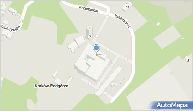 Kraków, Krzemionki, 30, mapa Krakowa