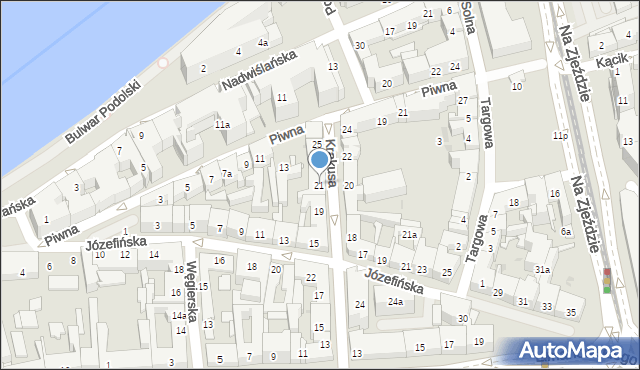 Kraków, Krakusa, 21, mapa Krakowa