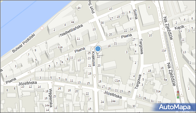 Kraków, Krakusa, 22, mapa Krakowa