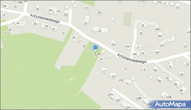 Kraków, Krzyżanowskiego Adama, 21, mapa Krakowa