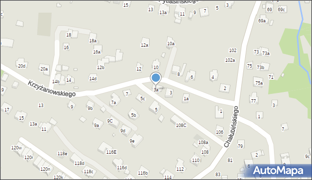 Kraków, Krzyżanowskiego Adama, 3a, mapa Krakowa
