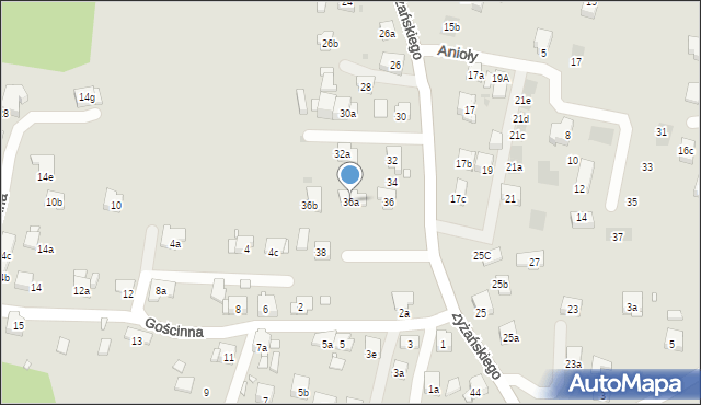 Kraków, Krzyżańskiego Mirosława, 36a, mapa Krakowa