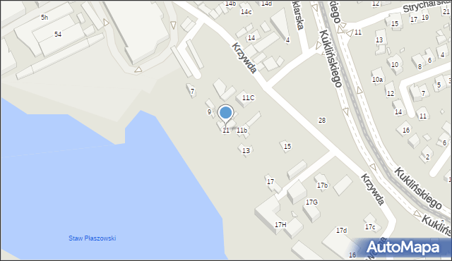 Kraków, Krzywda, 11, mapa Krakowa