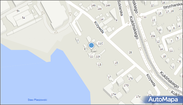 Kraków, Krzywda, 11a, mapa Krakowa