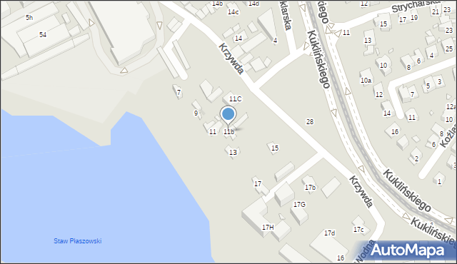 Kraków, Krzywda, 11b, mapa Krakowa