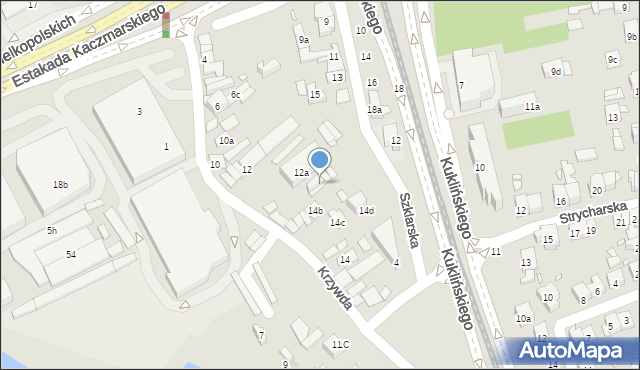 Kraków, Krzywda, 14a, mapa Krakowa