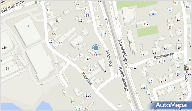 Kraków, Krzywda, 14d, mapa Krakowa