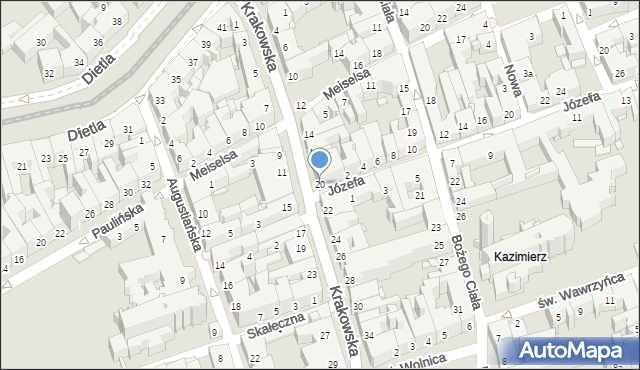 Kraków, Krakowska, 20, mapa Krakowa