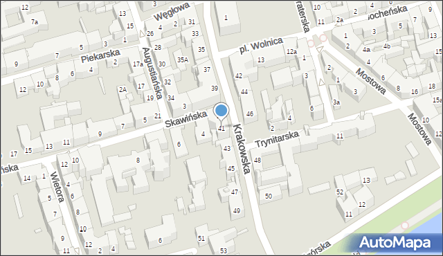 Kraków, Krakowska, 41, mapa Krakowa