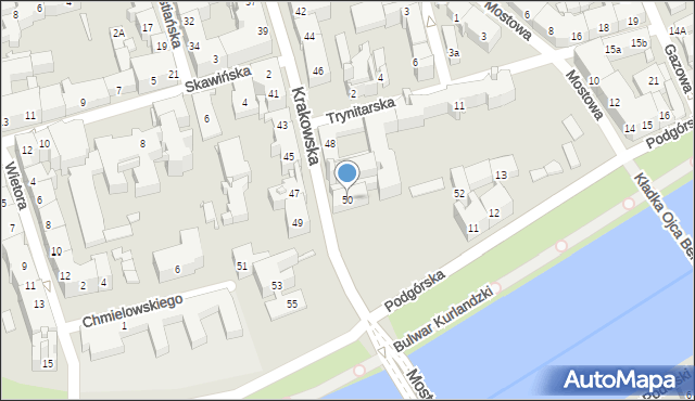 Kraków, Krakowska, 50, mapa Krakowa
