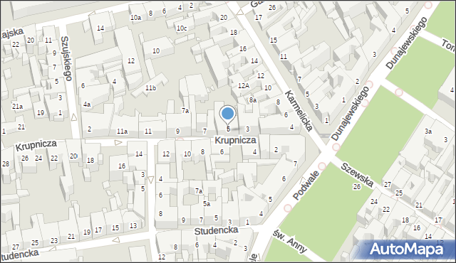 Kraków, Krupnicza, 5, mapa Krakowa