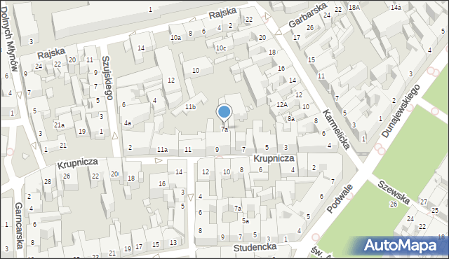 Kraków, Krupnicza, 7a, mapa Krakowa