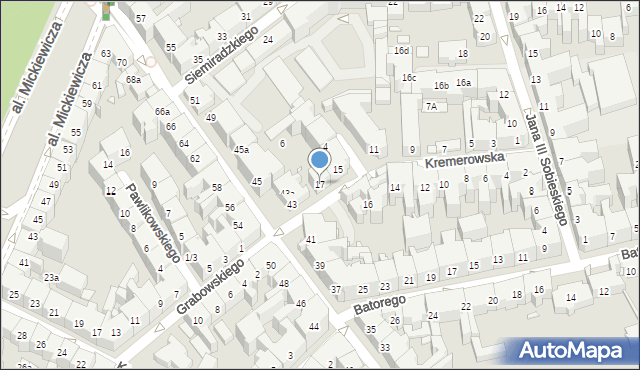 Kraków, Kremerowska, 17, mapa Krakowa