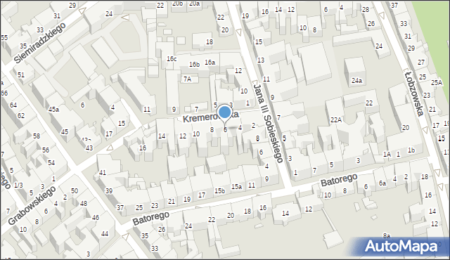 Kraków, Kremerowska, 6, mapa Krakowa