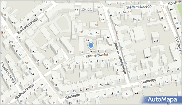 Kraków, Kremerowska, 7, mapa Krakowa