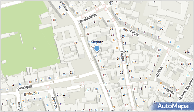 Kraków, Krowoderska, 23, mapa Krakowa