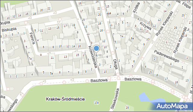 Kraków, Krowoderska, 5, mapa Krakowa