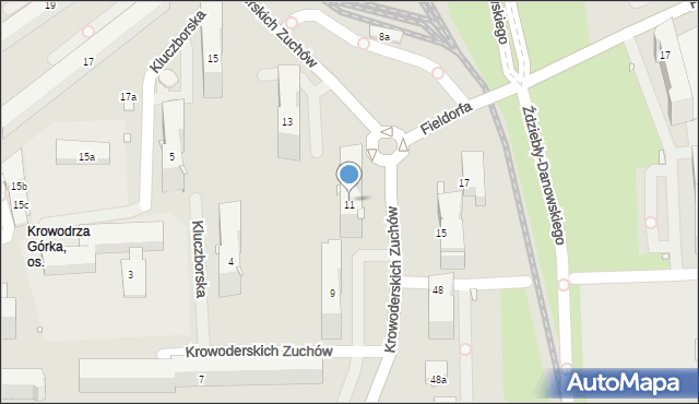 Kraków, Krowoderskich Zuchów, 11, mapa Krakowa
