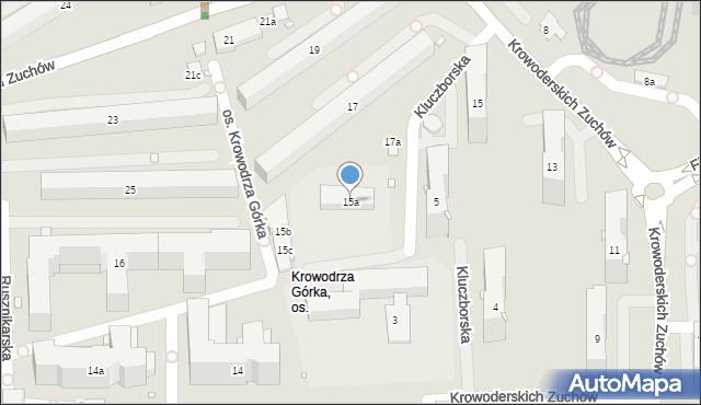 Kraków, Krowoderskich Zuchów, 15a, mapa Krakowa