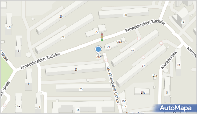 Kraków, Krowoderskich Zuchów, 21c, mapa Krakowa