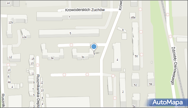 Kraków, Krowoderskich Zuchów, 3, mapa Krakowa