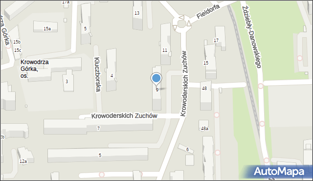Kraków, Krowoderskich Zuchów, 9, mapa Krakowa