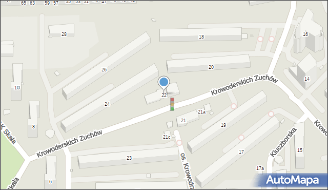 Kraków, Krowoderskich Zuchów, 22, mapa Krakowa