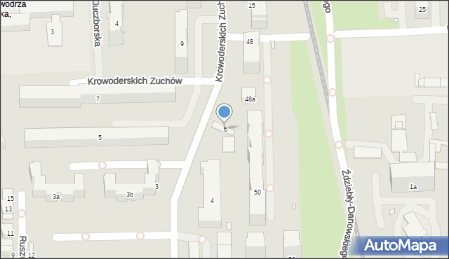 Kraków, Krowoderskich Zuchów, 6, mapa Krakowa
