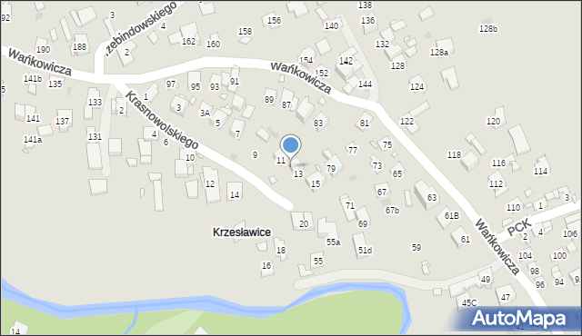 Kraków, Krasnowolskiego Józefa, 11a, mapa Krakowa