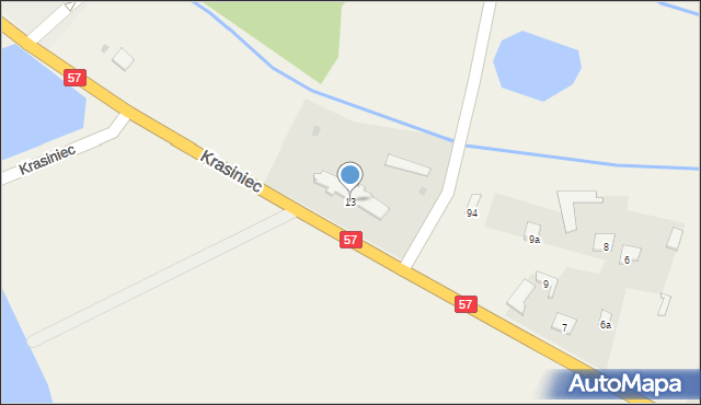 Krasiniec, Krasiniec, 13, mapa Krasiniec