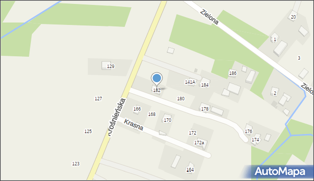 Krasna, Krośnieńska, 182, mapa Krasna