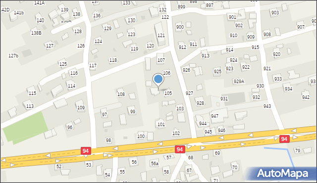Krasne, Krasne, 105A, mapa Krasne