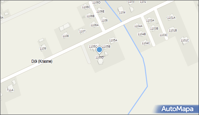 Krasne, Krasne, 1105D, mapa Krasne