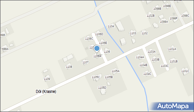 Krasne, Krasne, 1106A, mapa Krasne