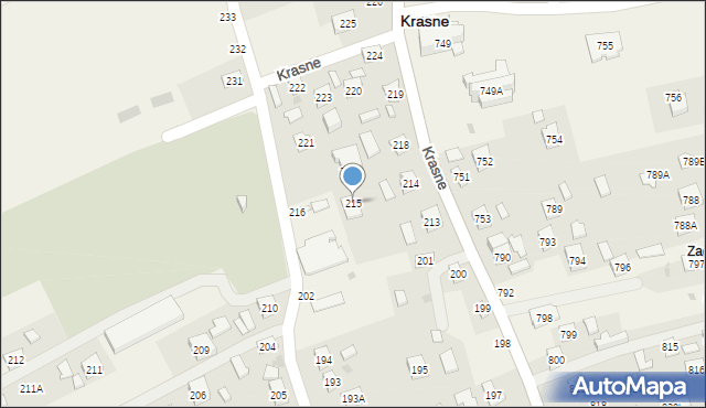 Krasne, Krasne, 215, mapa Krasne