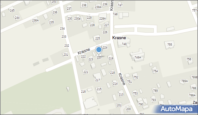 Krasne, Krasne, 220, mapa Krasne