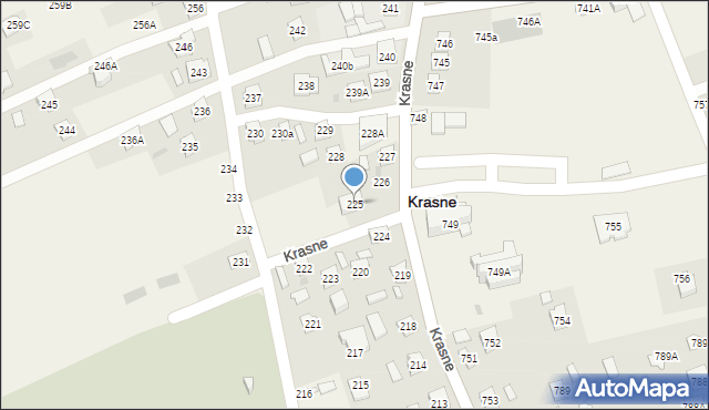 Krasne, Krasne, 225, mapa Krasne