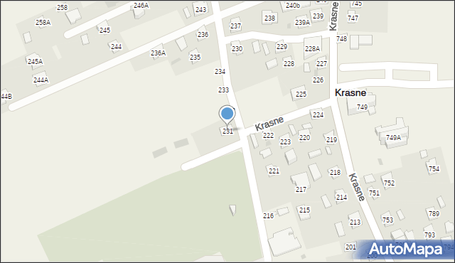 Krasne, Krasne, 231, mapa Krasne