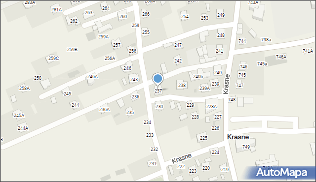 Krasne, Krasne, 237, mapa Krasne