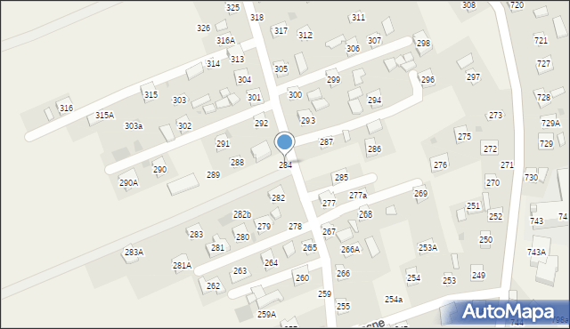 Krasne, Krasne, 284, mapa Krasne