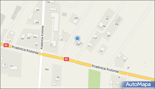 Kraśnica, Kraśnica-Kolonia, 21a, mapa Kraśnica