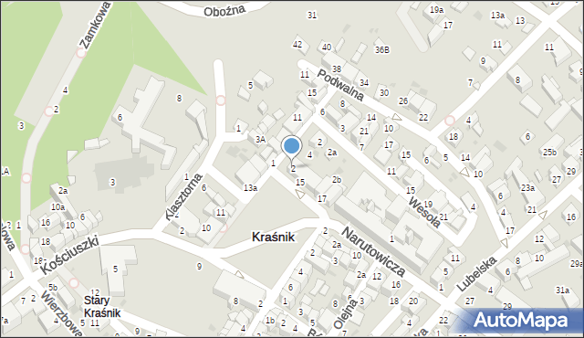 Kraśnik, Krakowska, 2, mapa Kraśnik