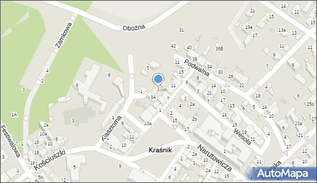 Kraśnik, Krakowska, 7a, mapa Kraśnik