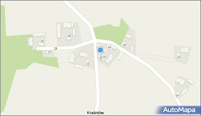 Kraśniów, Kraśniów, 13, mapa Kraśniów